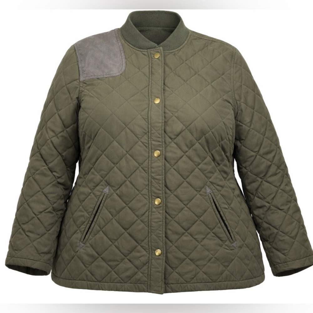 Lauren Ralph Lauren Diamond Quilted Lightweight Jacket 1X Green‎ Casual Riding